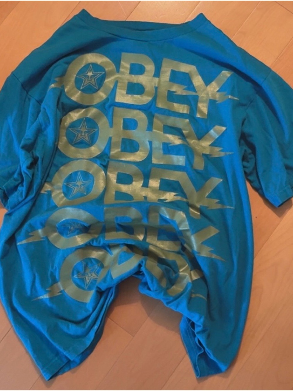 Obey Kids Teal Short Sleeve Tee with Gold Logo Stack